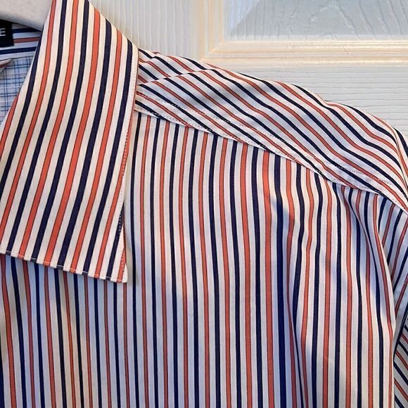 Saks Fifth Avenue Men’s M button-down dress shirt with plaid accent cuffs - Picture 12 of 15